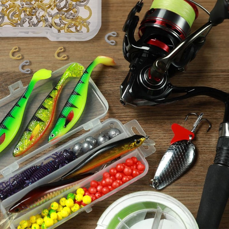 SUPERFINDINGS 200Pcs 2Colors U-Shaped Brass Links Freshwater Inline Spinner Fishing
