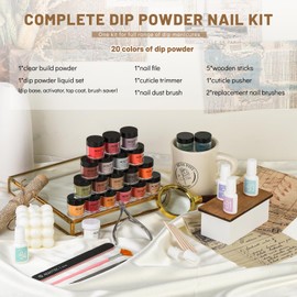 Aokitec 2024 Autumn Series Dip Powder Nail Kit, 36PCS 20 Colors 4PCS Dip Liquid Set Base Activator Top Coat Brush Saver Clear Build Powder for Dip French Nails Starter Home DIY Beauty Gift Set