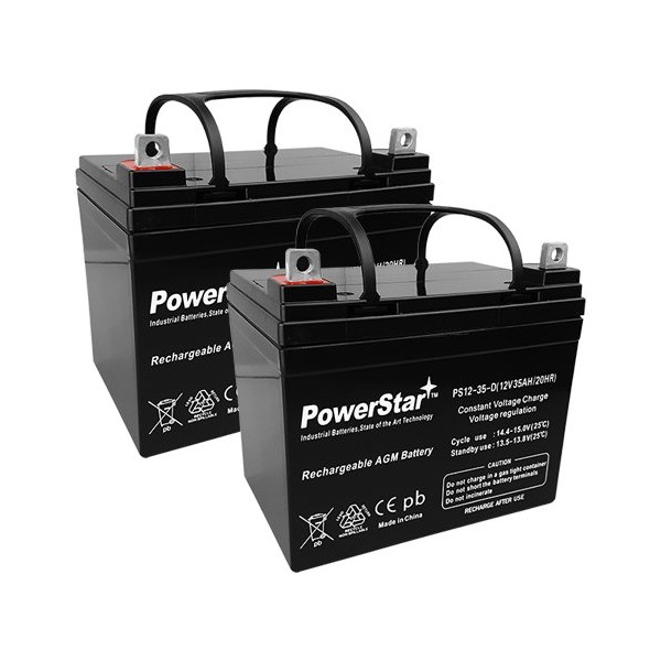 PowerStar Replacement UB12350 12V 35AH Deep Cycle Battery L1 Terminal Pack of 2 Batteries