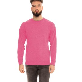 Style It Up *Mens Raglan Plain Crew Neck Sweatshirt Jumper Top Pullover Sweater Long Sleeve (Pink, XL)