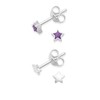 Heather Needham Silver 2 PAIRS Sterling Silver Star Earrings Purple