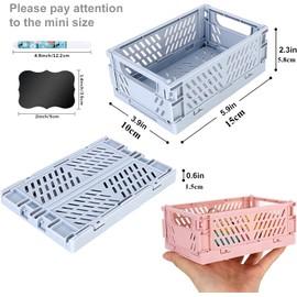 Pack of 6 Folding Boxes, Small Plastic, Mini Baskets, Plastic Folding Box, Stacking Container Organiser for Foldable Storage Basket, Storage Boxes for Children's Room, Kitchen, Study