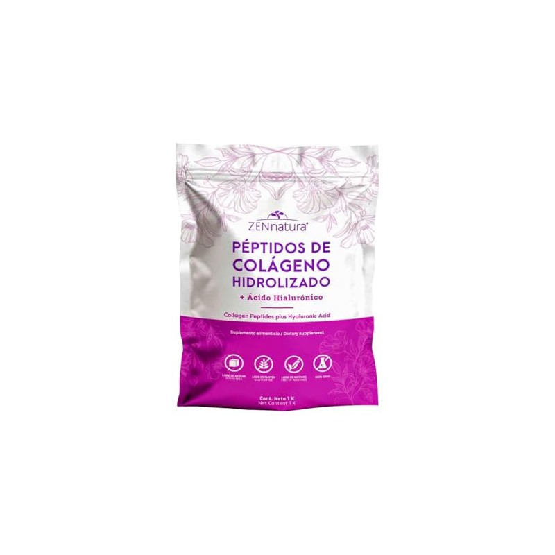 Péptidos Colágeno Hidrolizado Ácido Hialurónico Suplemento Alimenticio Polvo Porciones