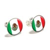 Mexico Mexican Flag Novelty Silver Plated Stud Earrings