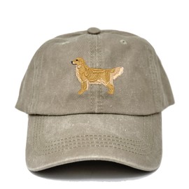 Gift for Golden retriever dog lover, Retriever dog embroidered baseball cap, Goldeb retriever dog cotton baseball cap, custom ball cap, dad hat (KHAKI)
