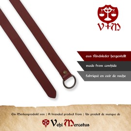 Vehi Mercatus Medieval Leather Belt - 2.2 cm Wide - in Red, Green, Brown, Black - Brass Buckle or Ring - for Vikings, LARP, Reenactment, Everyday Use, black