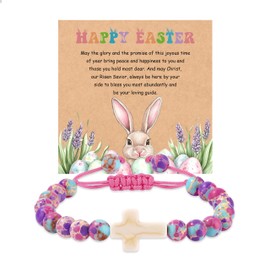JoycuFF Easter Bracelets Basket Stuffers, Cross Charm Bracelet Easter Basket Essentials Stuffers Christian Gifts Inspirational Jewelry