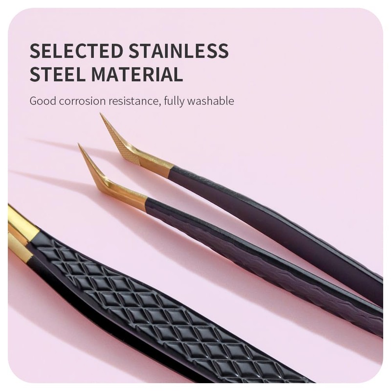 Lash Tweezers for Eyelash Extensions,Precision Fiber Tip for Volume Eyelash