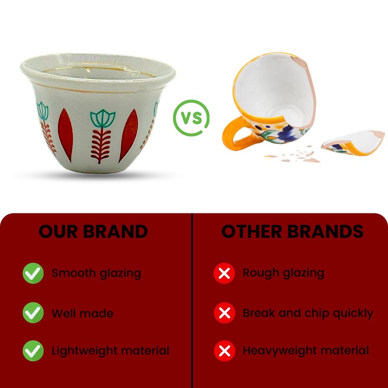 Generic Premium Porcelain Arabic Turkish Greek Coffee Cup Set 1.5