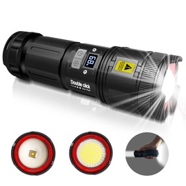 MAXME100® Dual Head Long Throw Flashlight, High Power Flashlight, High Lumen Flashlight Rechargeable, Super Bright Flashlight, Heavy Duty Long Lasting Adventure Emergency Flash Light