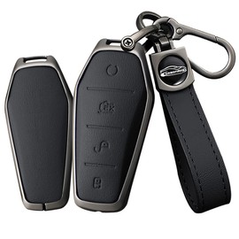 TECART Zinc Alloy Key Cover Smart Key Fob Case fit for BYD Atto 3 Han Tang Dolphin Yuan Qin Seal Dolphin Song Pro-DM-i Remote Key Fob Holder Keychain Key Shell Keyring Accessories 4 Buttons C Black