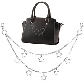 HINZIC Star Purse Double Chain Handbag Straps, Silver Metal Waist Chain Shoulder Crossbody Bags Short Handle Replacement Charm Accessories for Women - 1PCS