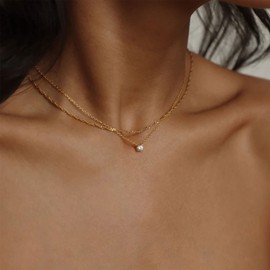 Dainty Gold Necklace Layered Necklaces for Women Stainless Steel Layering Necklaces Gold Stackable Herringbone Necklace Paperclip Snake Chain Necklace For Womens Simple Gold Necklace Set