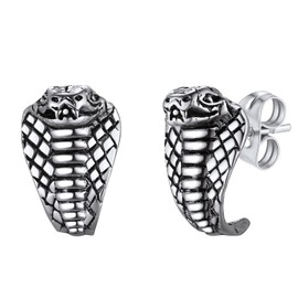 Cobra Stud Earrings for Women Silver Tiny Ear Studs Stainless Steel Dainty Comfortable Studs for Men