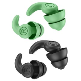 Super Soft Silicone Noise Reduction Earplugs Reusable Hearing Protection in Flexible Silicone for Sleep, Noise Sensitivity & Flights (Black Green)