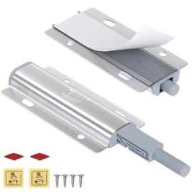 Push Open Door Latch, Jiayi 2 Pack Magnetic Cabinet Push Open Latch, Touch Latches Push Latch for Hidden Doors Closure Silver Push Release Press Out Cabinet Catches Hardware