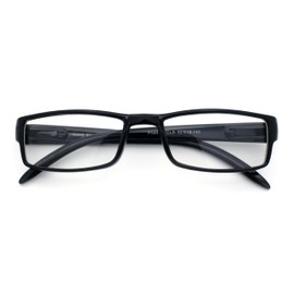 SA106 Black Narrow Rectangular Spring Hinge Plastic Clear Lens Eye Glasses