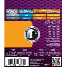 Elixir 16182 Nanoweb Phosphor Bronze Acoustic Guitar Strings .013-.053 HD Light