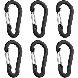 6Pcs Black Carabiner Clips Heavy Duty Bright Buckles Gourd Shape for Camping Accessory and Keychain Carabiners