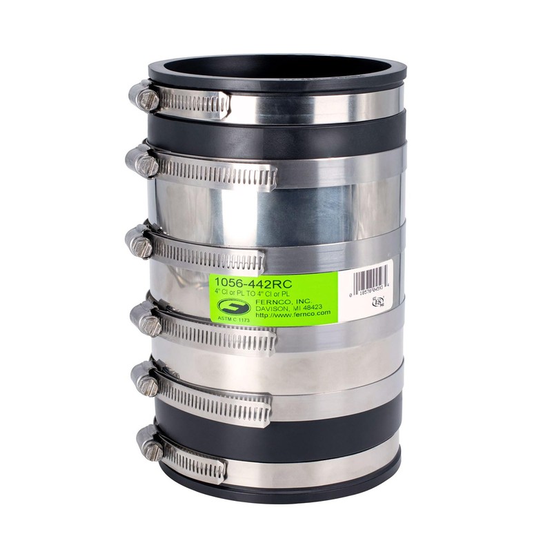 Fernco 4-inch XL Flexible Pipe Coupling Connector Fitting with Stainless