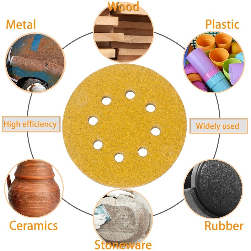 STEBRUAM 100pcs 125mm sanding discs, Sanding Discs Pads for Random