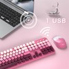 FCPLU xUBOTIE Wireless Keyboard and Mouse Combo, 104-Key Colorful Round