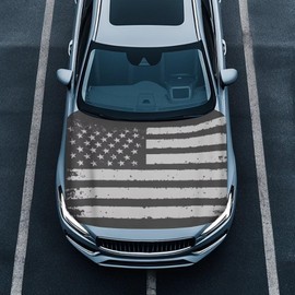 Qiyupavto 59×39 Inch Gray American Flag Car Hood Cover Protector Waterproof Car Hood Wrap Blankets Patriotism Auto Flag Universal Automotive Exterior Accessories for Summer