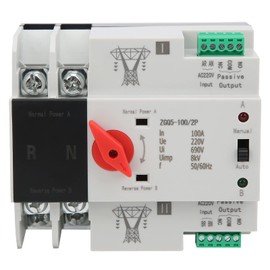 DEWIN Automatic Transfer Switch, Dual Power Automatic Transfer Switch, Emergency Current Switch, Continuous 2-Way Controller, 2P 100A AC 220V