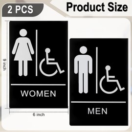 Shimeyao 9 x 6 Inch Restroom Sign for Business ADA Compliant Braille Bathroom Sign with Double Sided Tape to Secure Perfectly in Less Than a Minute(Men's & Women's Handicap Set)
