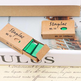 NatSumeBasics #10 Green Staples Colored Staples for Mini Stapler Refill, 4000 Metallic No. 10 Staples, Smaller Than Standard Staple (Green)