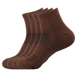 BambooMN Men's Bamboo Athletic Quarter Crew Sock for Home Travel Work and Sport - Brown - Large/Extra Large - 4 Pairs