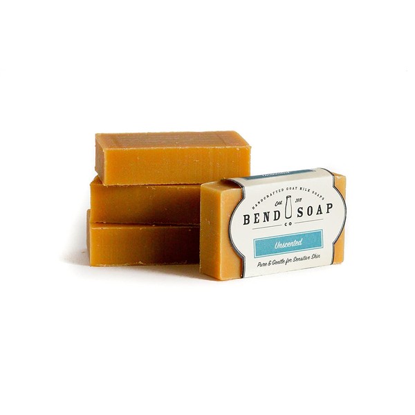 Bend Soap Company All Natural Handmade Goat Milk Soap for Dry Skin Relief, Unscented, 4 Count