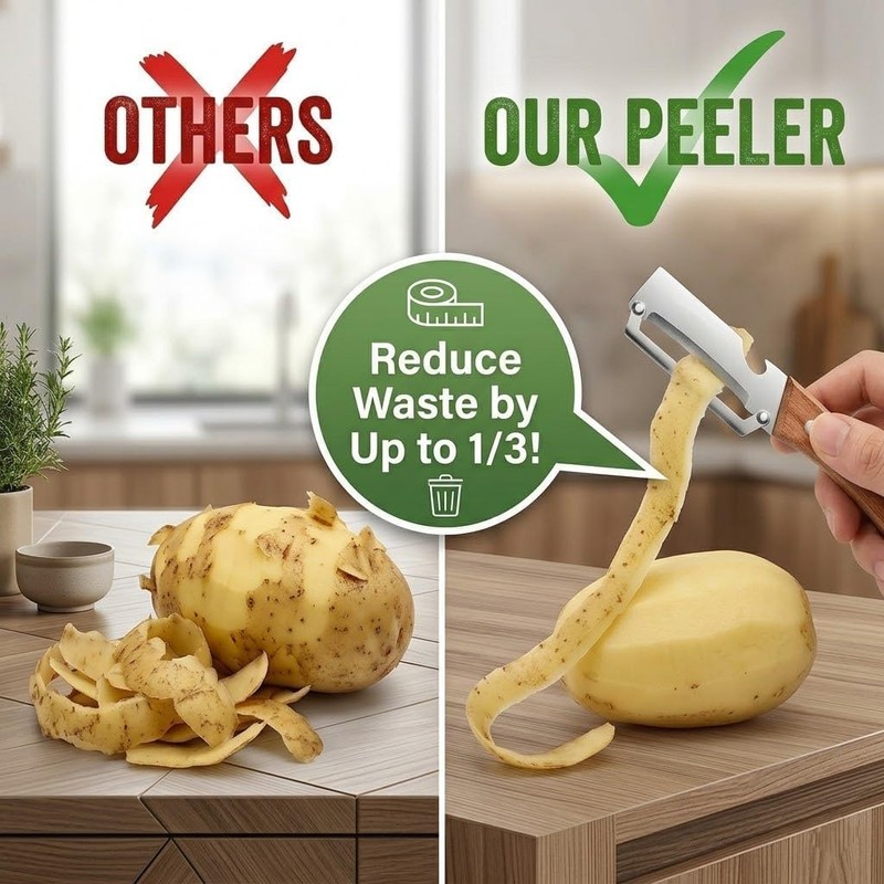 2Pcs Premium Vegetable Peeler with Wooden Handle and Bottle Opener,Multi-Functional