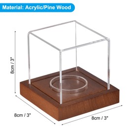 sourcing map Baseball Display Case with Wooden Base, Acrylic Baseball Holder for Presenting Memorabilia, Pine Wood