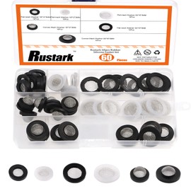 Rustark - 60 arandelas de filtro de visualización de manguera para fontanería, juntas de silicona con malla de visualización, kit surtido de llave, arandelas de cabezal de ducha para manguera de jardín, fregadero, filtro de visualización de repuesto