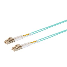 Monoprice OM3 Fiber Optic Cable - 30 Meter - Aqua | LC/UPC-LC/UPC, Multi Mode, Duplex, 50/125 Type, 2.0mm, PVC
