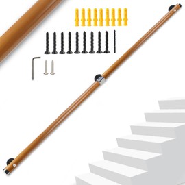 Dakzhou6.61Ft Wooden Handrail Resin Non-Slip Stair Handrail Wall Mounted Handrail Indoor Outdoor, Comfortable Barrier-Free Stair Handrail for Elderly 1.97" Round（connectors）…