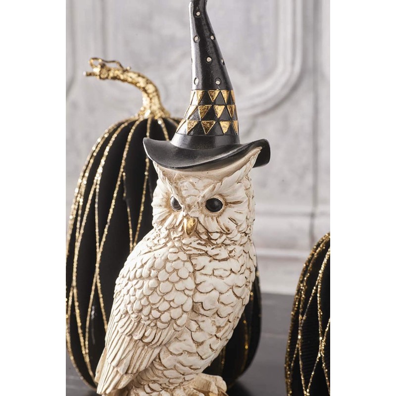 K&K Interiors 41099A 14 Inch Owl with Witch Hat On