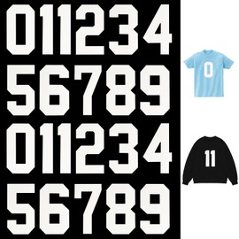22 Sheets of Ironing Numbers 20 cm 0 to 9 Numbers for Iron-On Large White Heat Transfer Numbers Ironing Waterproof Numbers Stickers Letters for Iron-On Jerseys Sports T-Shirts Clothing Fabric
