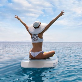 ANCHEER iSUP Inflatable Stand Up Paddle Board 10', Non-Slip Deck, Military Grade PVC iSUP Boards Complete Kit Package Plus Adjustable Paddle, Coil Leash, Hand Pump Perfect for Yoga (Yellow)