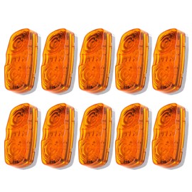 LBRST 10x Double Bubble Bullseye AmberLed Side Marker Clearance Lights 10 Diodes 2x4 Rectangular Rectangle Led Marker Lights Tiger Eye Trailer Lights for RV Camper Truck