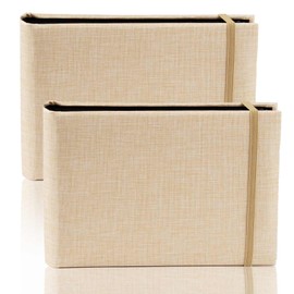 2 Pack Photo Book Album 6x4, Small Photo Album Slip In, Portable Photos Albums with Linen Cover, (Holds 200 in Total/100 Pockets Each), for Birthday Wedding Family Travel (Beige)