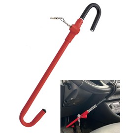 Steering Wheel Lock Anti-Theft Car Device, Dodomes Steering Wheel Pedal Brake Lock Retractable Hook Car Security Products Universal Fit Red
