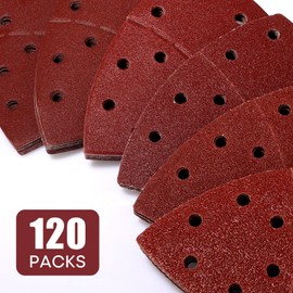 Shall SHALL 120-Piece Sanding Sheets Mouse Sanding Pads, Assorted Grits, 40, 60, 80, 120, 180,240 Mixed Grits Included, Suitable for Sander