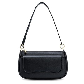 Peacocktion Small Shoulder Bags, Crossbody Purses for Women Vegan Leather Handbag Hobo Purse, 2 Straps (Black)