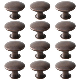 Mokife 12 Pack Cabinet Knobs Copper Rustic Round Metal Dresser Pulls Furniture Handles with Screws for Chest of Drawers Kitchen Cupboard Wardrobe Door