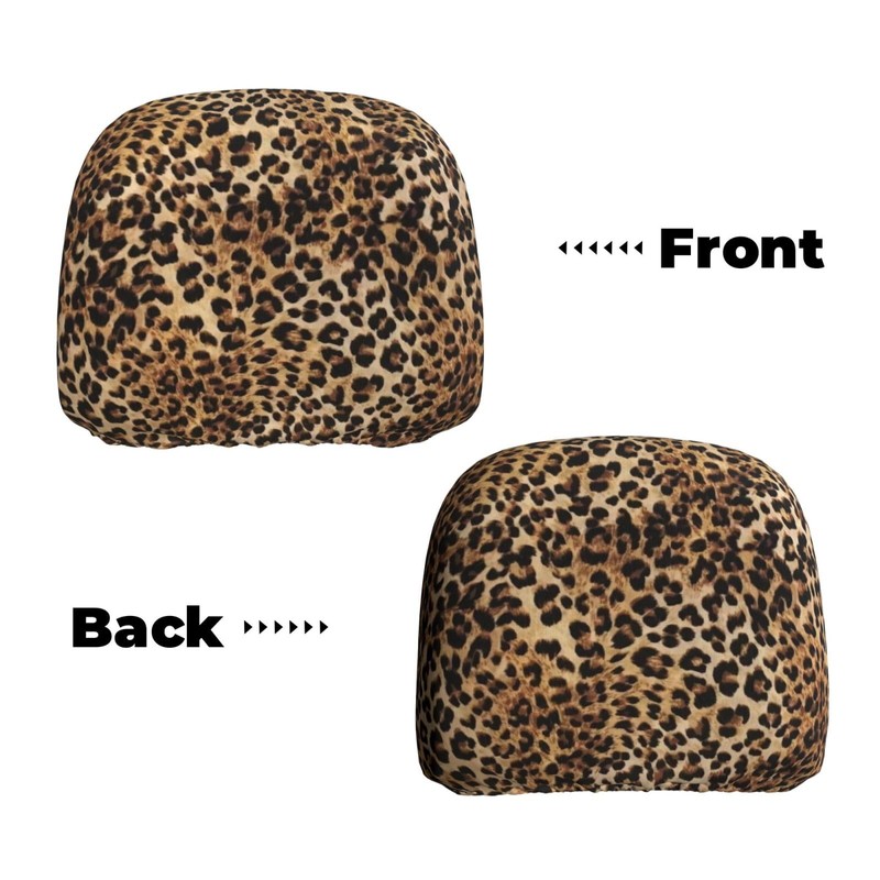 Sanghing 2 Pack Cheetah Print Car Seat Headrest Cover, Soft