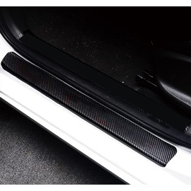 4PCS Car Door Sill Protector, Car Door Edge Guards Protector Stickers, Carbon Fiber Leather Front/Rear Door Sill Scuff Plate Guard, Sticker Decorative Door Entry Guard