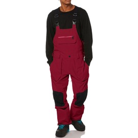Men's Snow Bibs Ski Pants Adjustable Snowboard Bib Outdoor Waterproof Insulated Ripstop Snowboarding Overalls Winter Burgundy