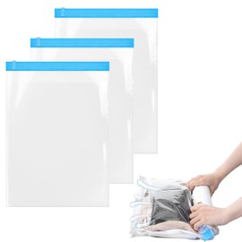 AOZUO Travel Compression Bags, Roll-Up Space Saver Bags Vacuum Storage Bags 47x35cm/18.5x13.7in for Luggage Backpack Suitcase Packing Organizers(3PCS)